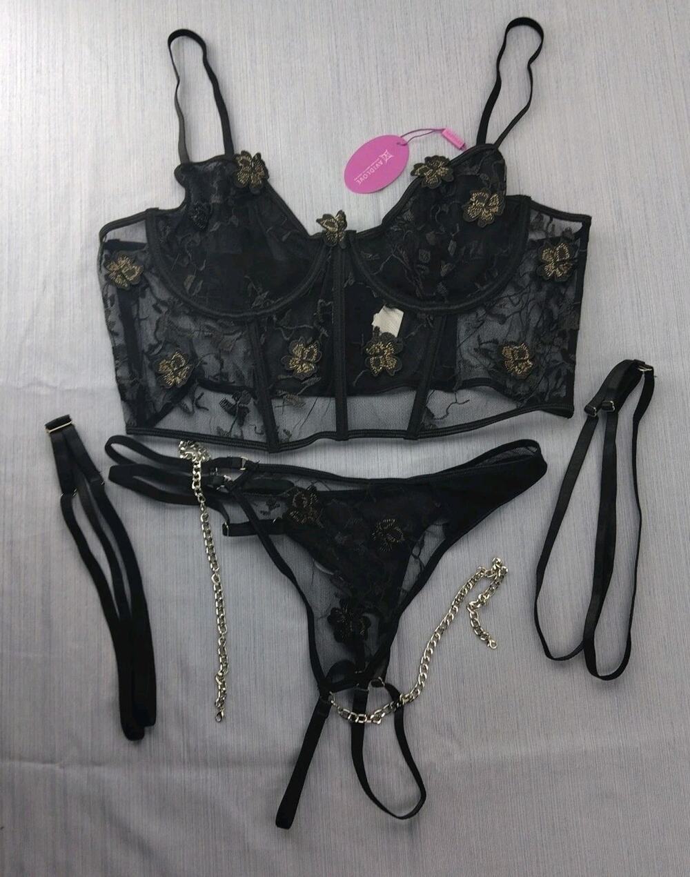 Women Plus Size Lingerie Set Sexy Mesh Coset Top Size XXL